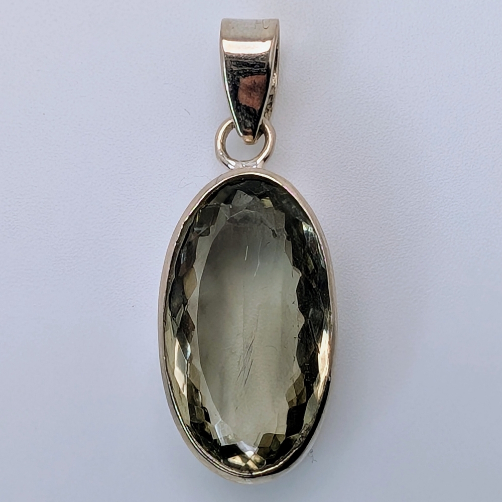 Natural Green Amethyst Pendant S925 Sterling Silver Pendant - Picture 4 of 7